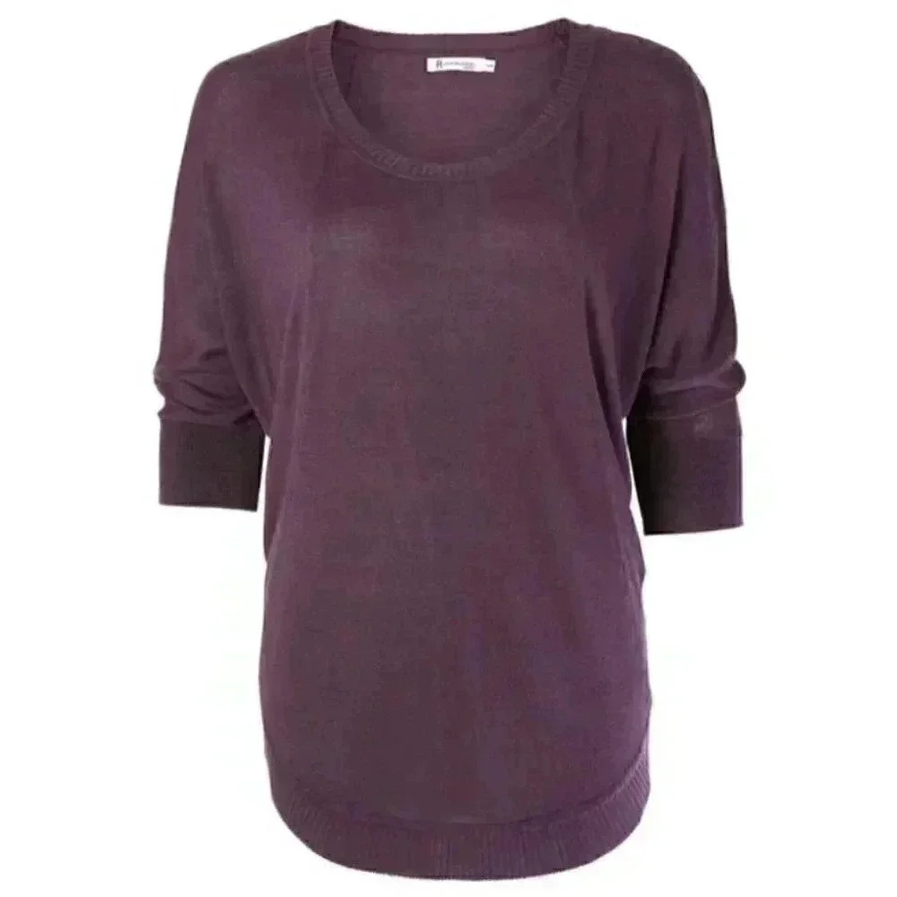 Ricki's Sweater Lightweight Draped Fit Crewneck Dolman Sleeve Pullover Purple XS
